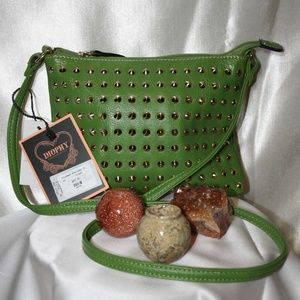 Diophy NWT Green/Gold Studded Shoulder Bag